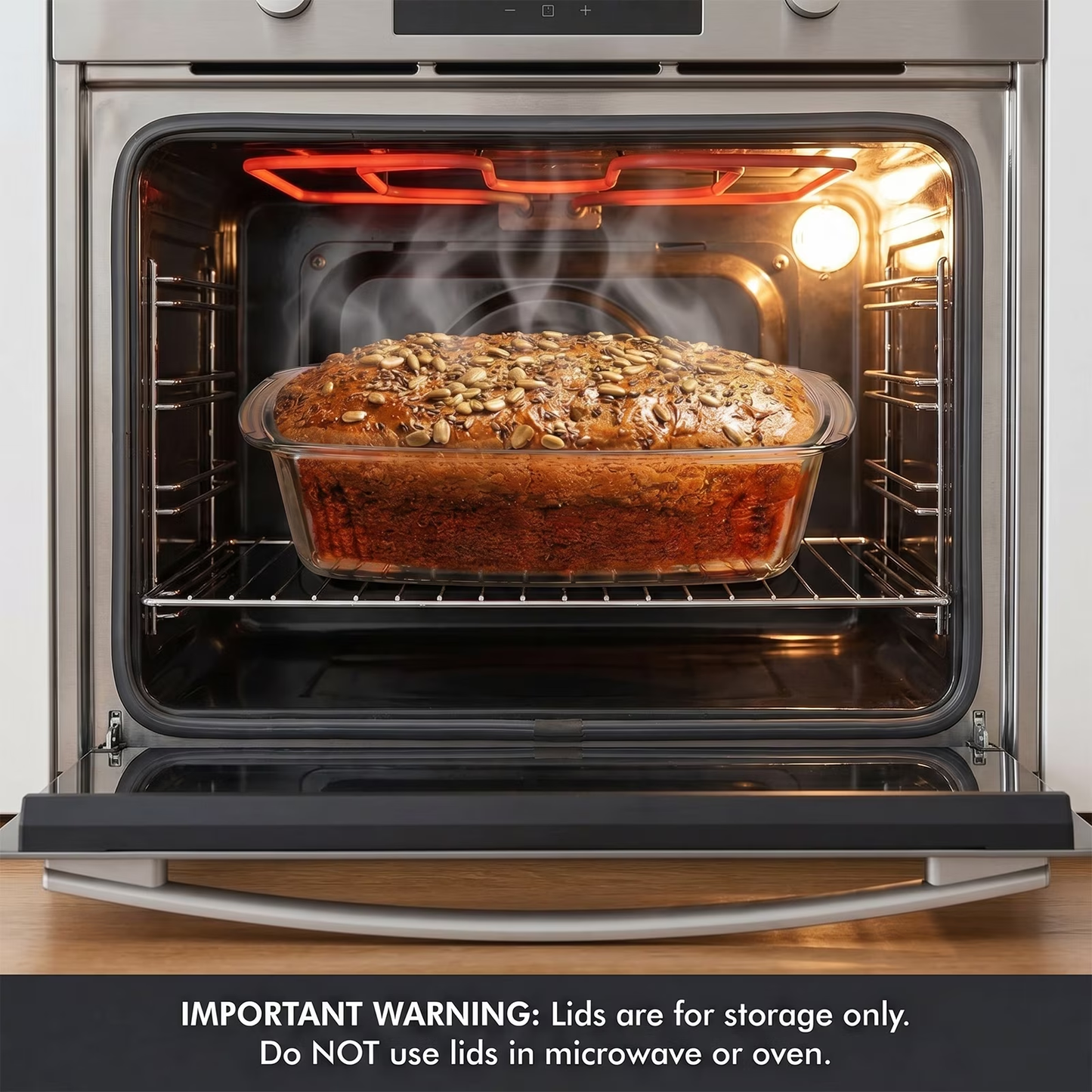 2-Pack Glass Loaf Pan with Lids – Deep 1.9 QT, Clear Baking Dish, Wide Handles, Oven to Fridge
