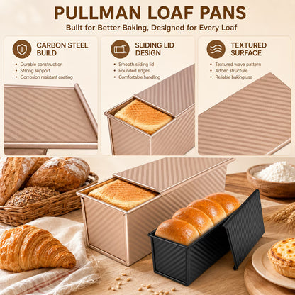 Hero image 0 of 2-Pack Pullman Loaf Pans with Lids – Carbon Steel Nonstick, 1LB & 2.2LB, Includes Tools, 0 of 8     Clearance stlrmhawer 2-Pack Pullman Loaf Pans with Lids – Carbon Steel Nonstick, 1LB & 2.2LB, Includes Tools