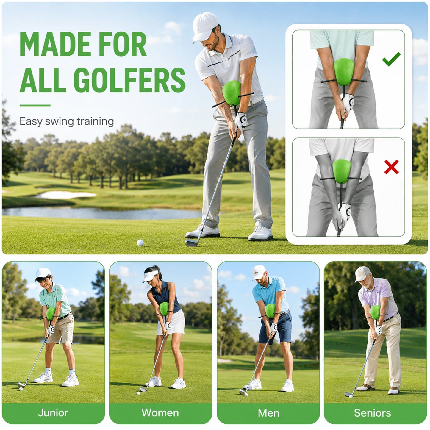 The Connector Golf Training Aid – Foam Swing Trainer for Posture & Arm Structure, Portable Practice Tool