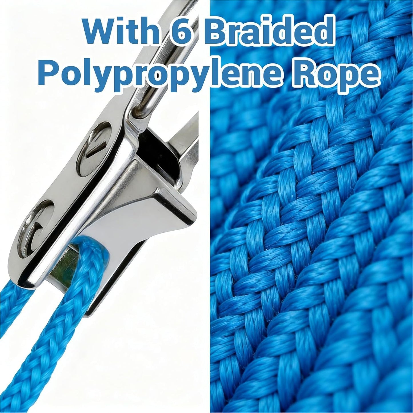Rope Rollers,Tightener & Guyline Tensioner (6 Pack+2 Ropes), Stainless Steel and Nylon Adjustable Tie‑Down Hardware, Flexible Portable Cord Tensioning Kit for Outdoor Camping, Tent