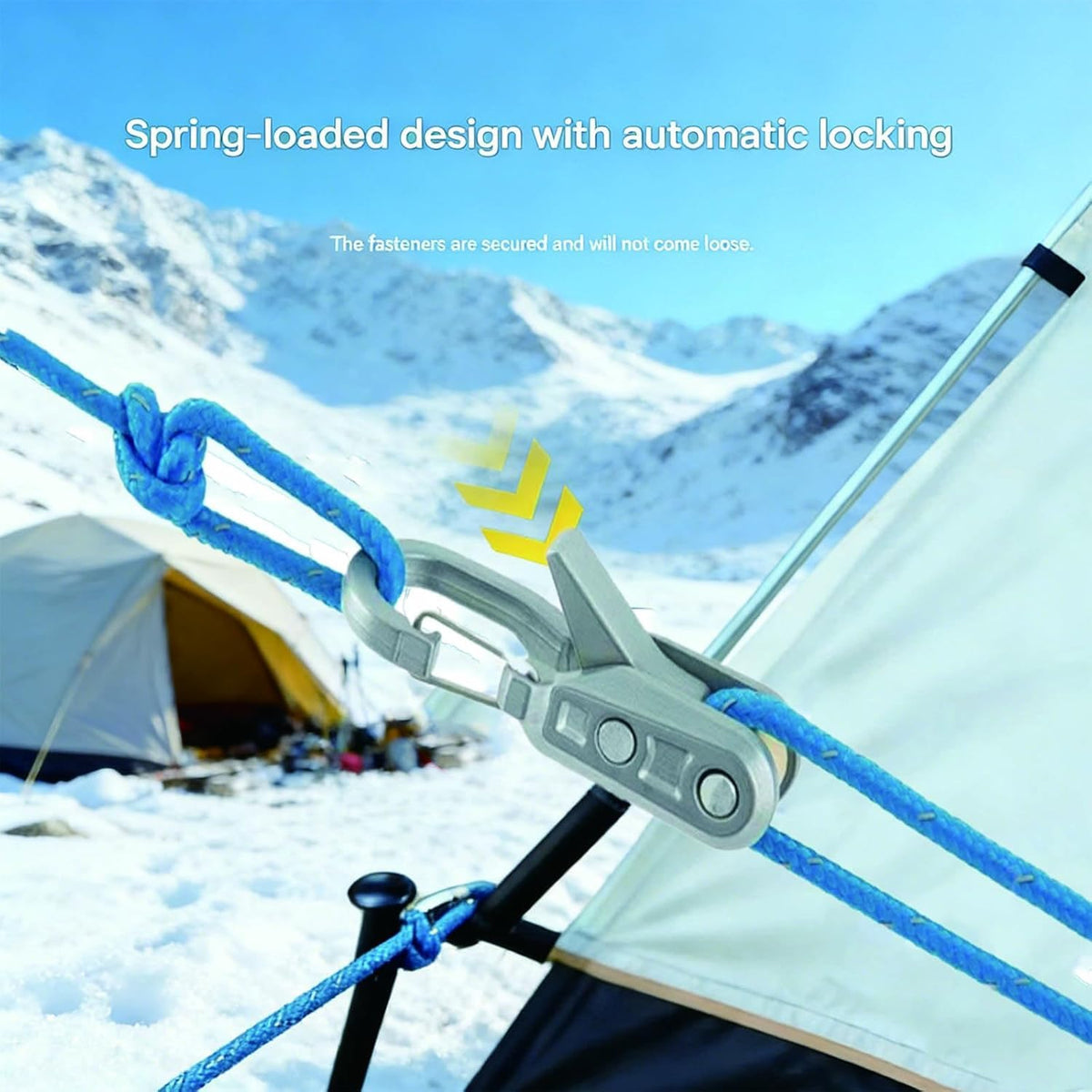 Rope Rollers,Tightener & Guyline Tensioner (6 Pack+2 Ropes), Stainless Steel and Nylon Adjustable Tie‑Down Hardware, Flexible Portable Cord Tensioning Kit for Outdoor Camping, Tent