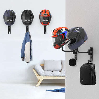 Helmet Hanger Wall Mount, 180° Swivel Helmet Holder Rack, Rotatable Wall Bracket Storage Organizer for Motorcycle, Bike, Racing Helmets, Sports Gear and Outdoor Outerwear Equipment