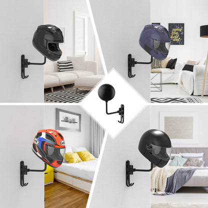 Helmet Hanger Wall Mount, 180° Swivel Helmet Holder Rack, Rotatable Wall Bracket Storage Organizer for Motorcycle, Bike, Racing Helmets, Sports Gear and Outdoor Outerwear Equipment
