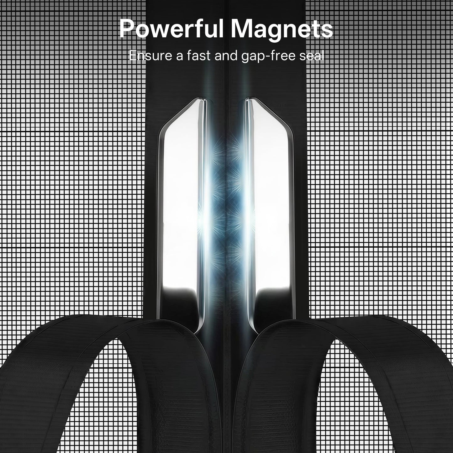 16x7FT Magnetic Garage Door Screen for 2 Car, Heavy‑Duty Reinforced Polyester Mesh Screen with 26 Strong Magnets and 6 Strapping Tapes, Hands‑Free Automatic Closing Mesh Curtain