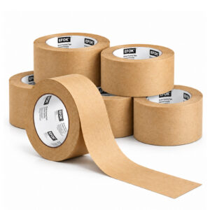 6 Rolls Brown Kraft Packing Tape, 2 Inch x 55 Yard Bulk Shipping Tape, Hand Tearable Paper Tape for Moving Boxes, Corrugated Cartons, Parcel Sealing & Office Wrapping
