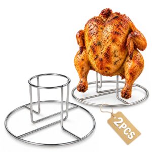 2 Pack Beer Can Chicken Holder, Stainless Steel Chicken Roaster Rack for Grill, Oven and Smoker, Whole Chicken Stand for Juicy Turkey and Poultry Cooking
