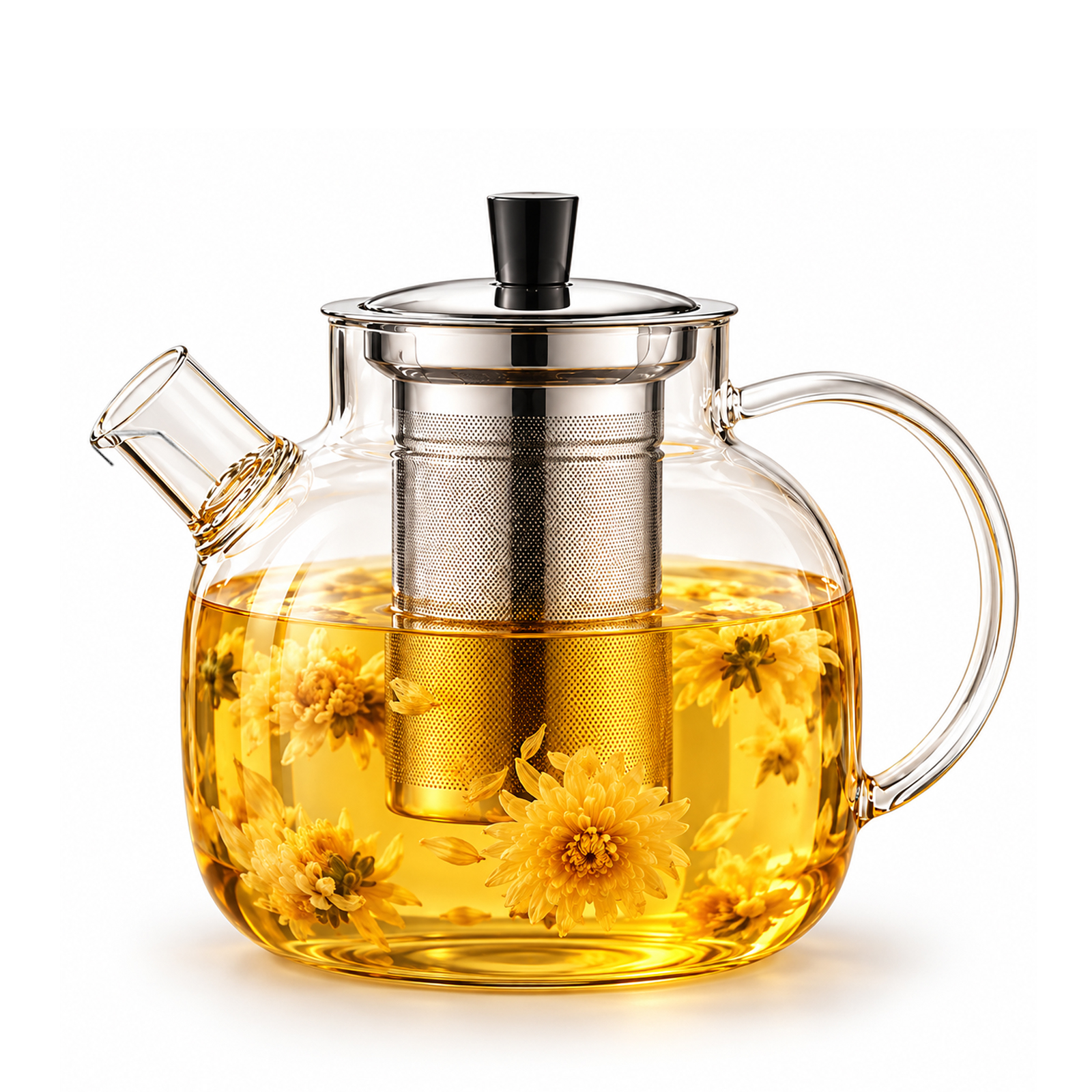 1500ml (50oz) Glass Teapot with Removable Infuser, Stovetop Safe Large Tea Pot, Blooming and Loose Leaf Handcrafted Kettle for Women and Adults