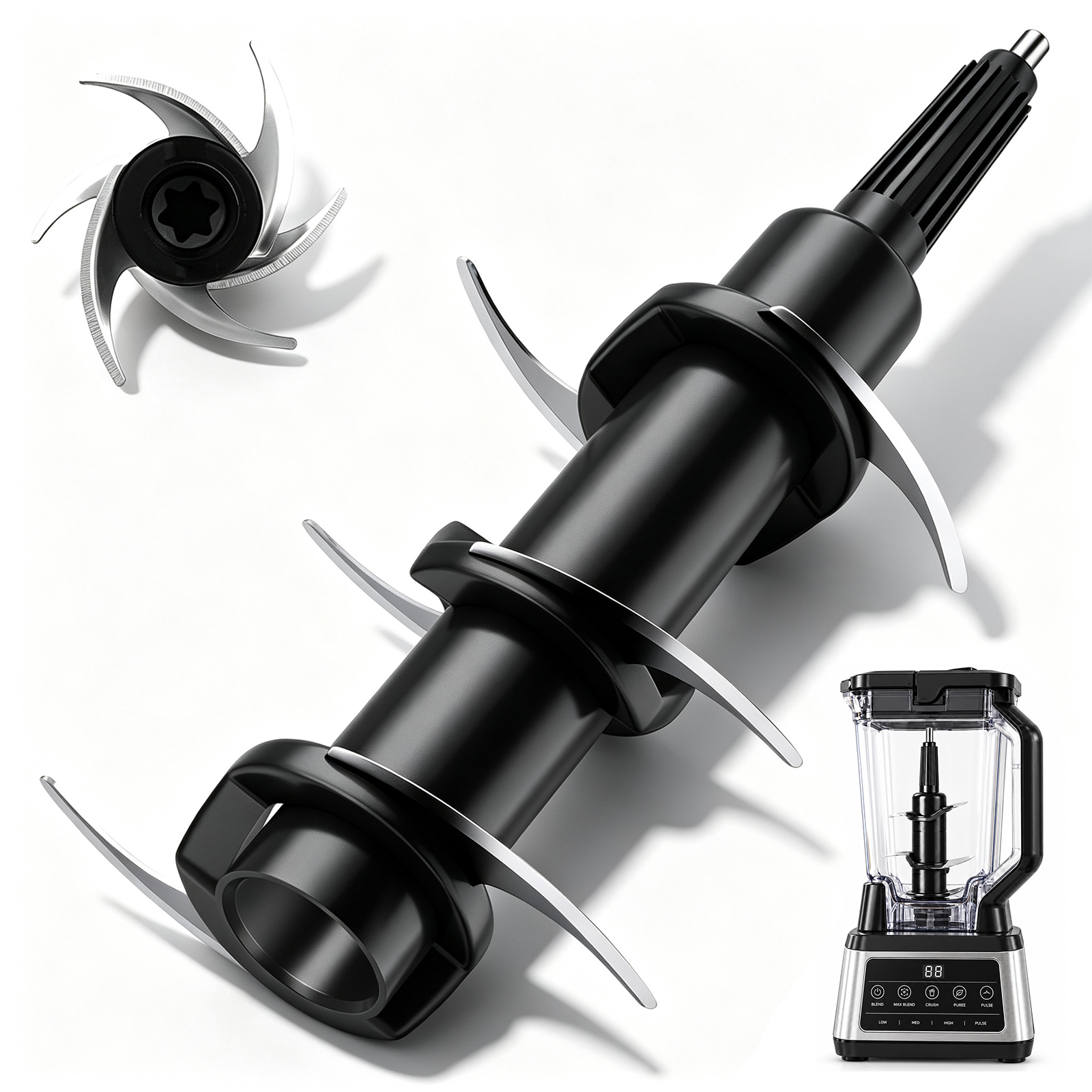 6-Blade Blender Replacement for 72oz Pitcher, Fits 1100W-1500W, BL500 BL610 BL642 BL660 BL700 BL770 BL780 BL910 BN701 BN751 BN801