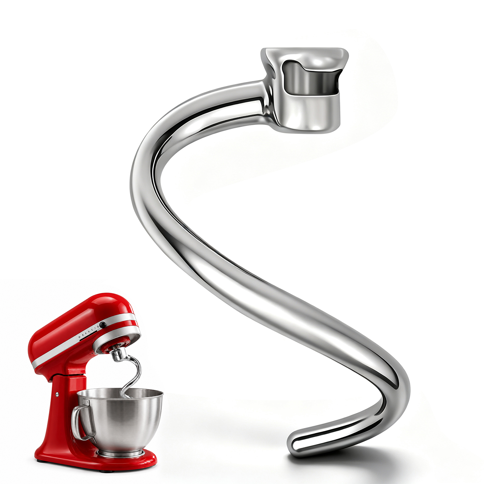 Stainless Steel Spiral Dough Hook for KitchenAid 4.5 & 5 QT Tilt-Head Stand Mixers, Efficient Dough Hook Attachment for Bread, Pizza and Pasta