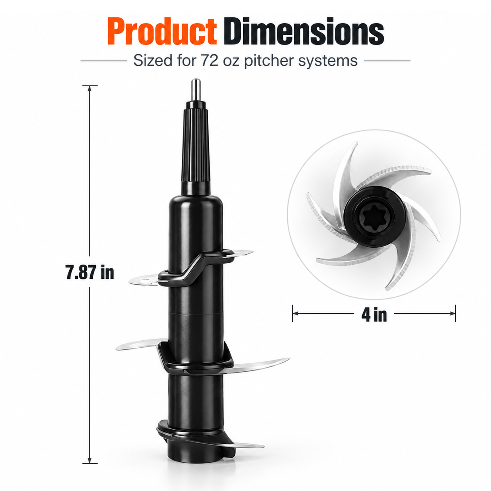 6-Blade Blender Replacement for 72oz Pitcher, Fits 1100W-1500W, BL500 BL610 BL642 BL660 BL700 BL770 BL780 BL910 BN701 BN751 BN801 - Image 2