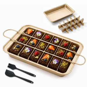 Nonstick Brownie Pan with Dividers – 12"x7" Carbon Steel, Bakes 18 Individual Brownies & Cakes