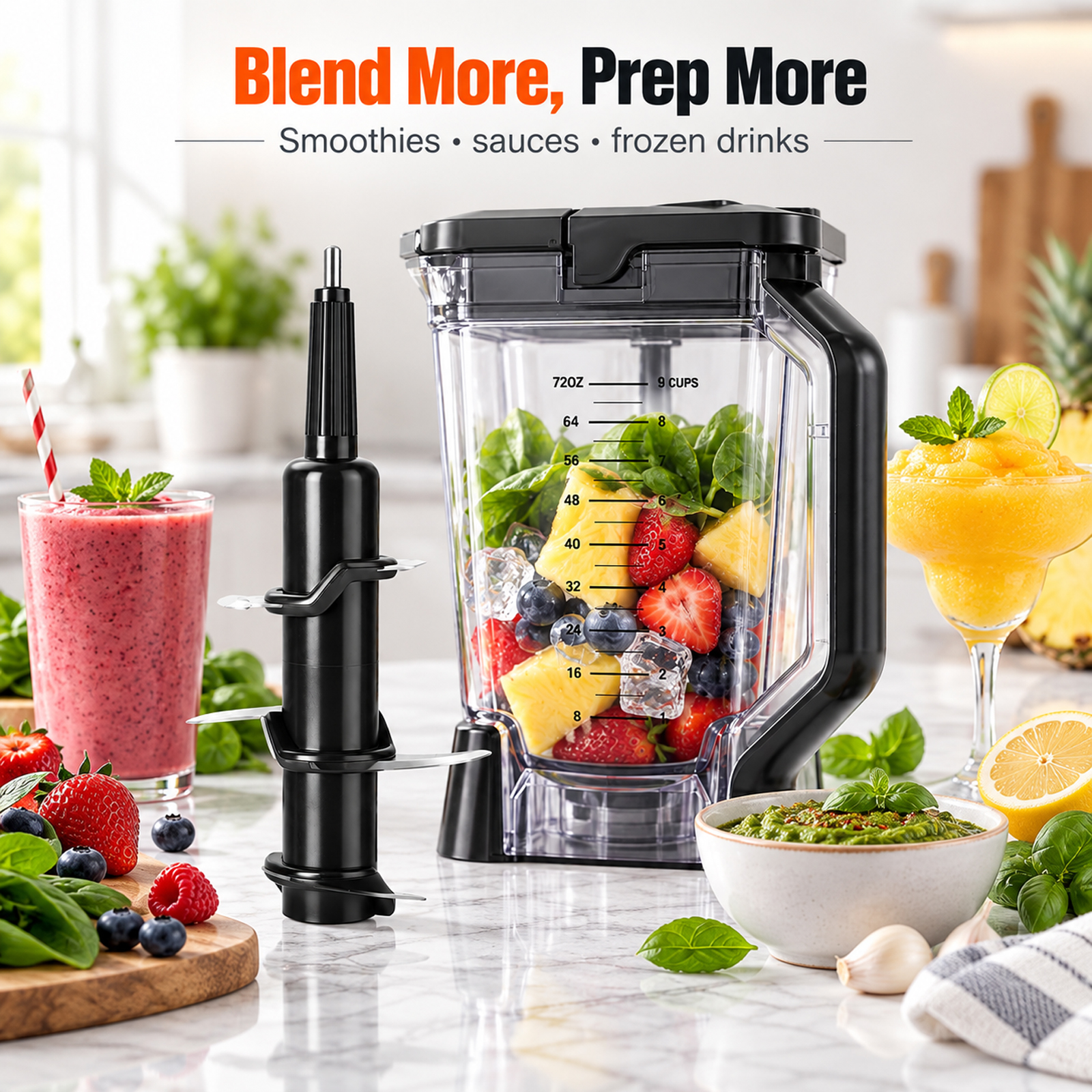 6-Blade Blender Replacement for 72oz Pitcher, Fits 1100W-1500W, BL500 BL610 BL642 BL660 BL700 BL770 BL780 BL910 BN701 BN751 BN801 - Image 6