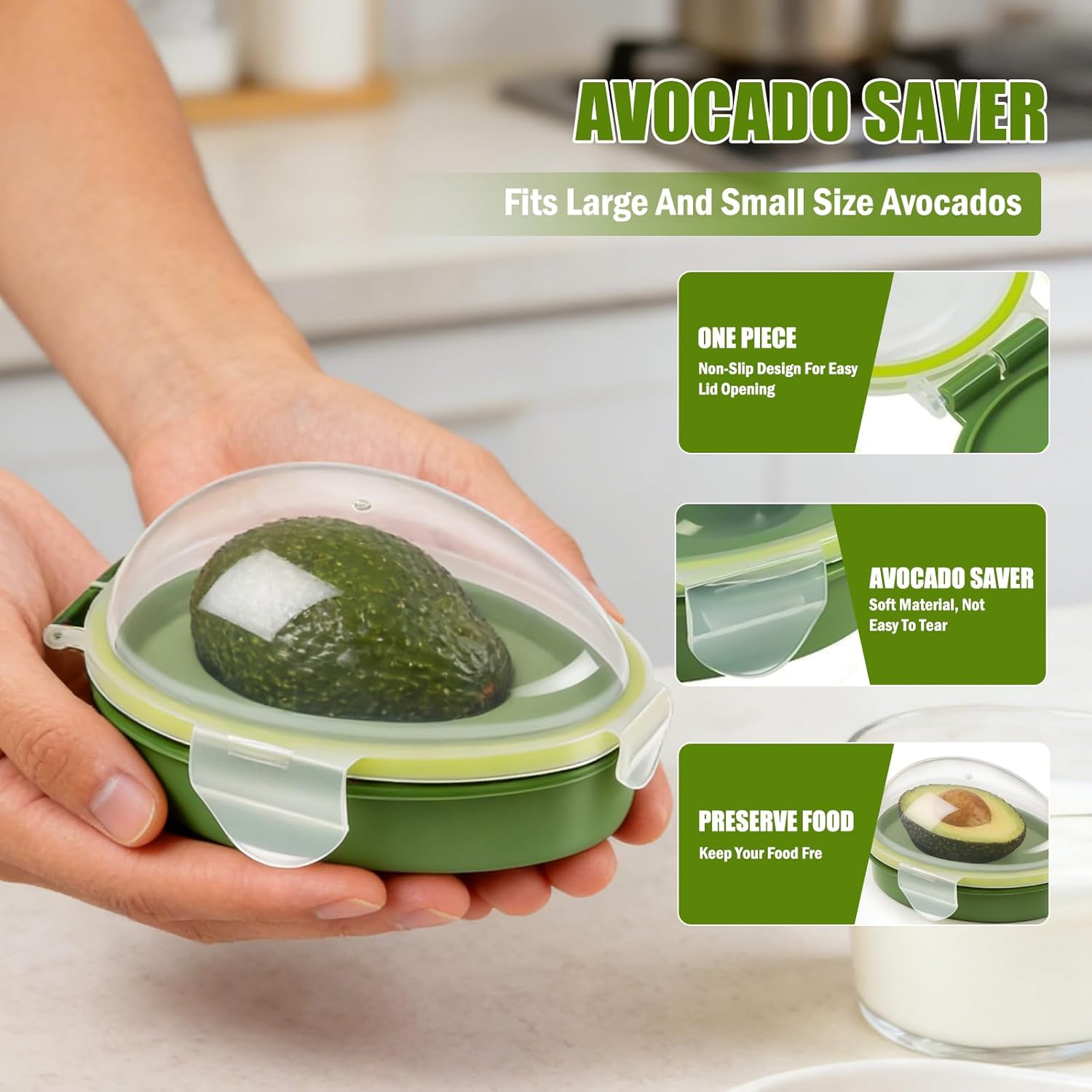 Avocado 3 Piece Set, Includes Avocado Slicer, Cutter and Airtight Storage Container - Image 6