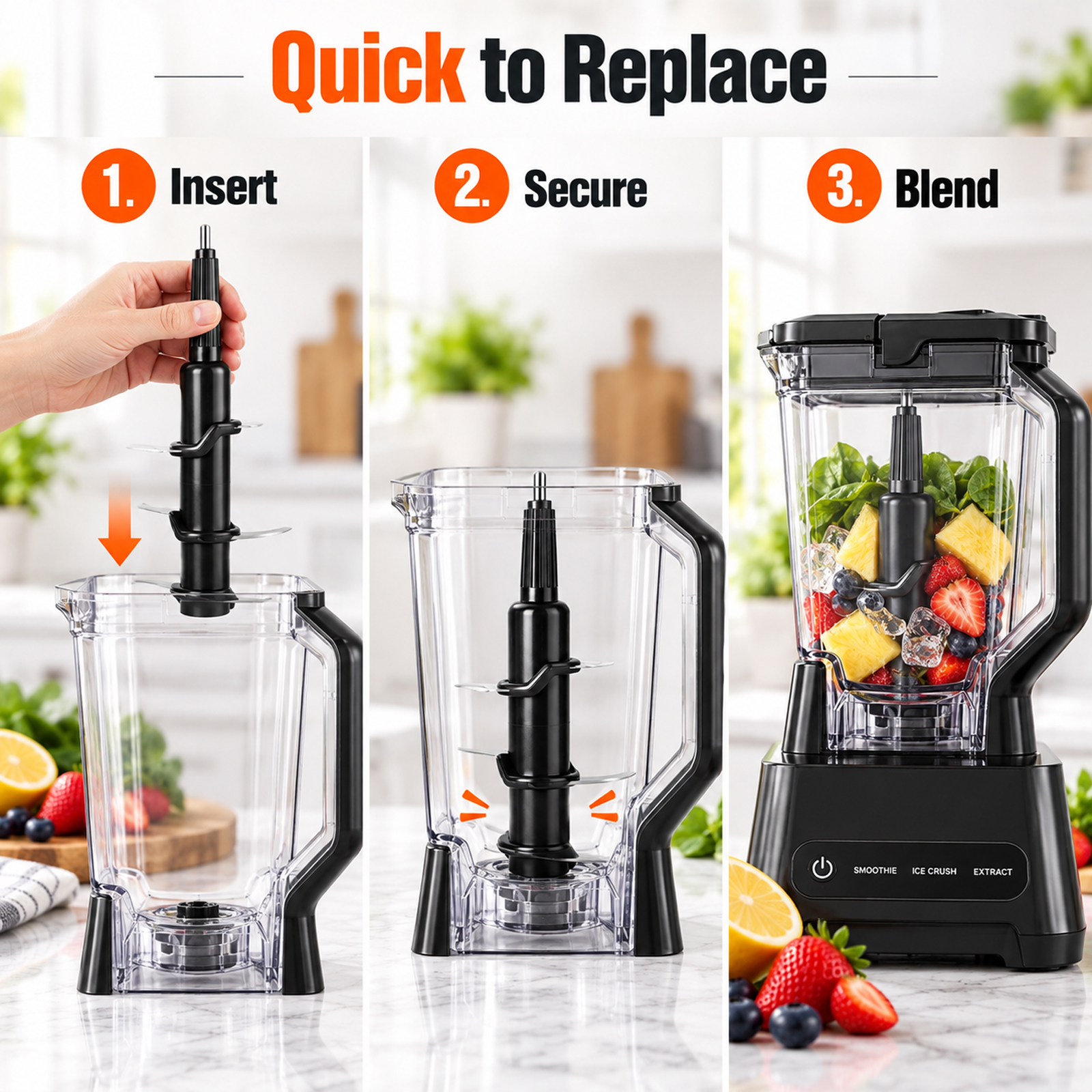 6-Blade Blender Replacement for 72oz Pitcher, Fits 1100W-1500W, BL500 BL610 BL642 BL660 BL700 BL770 BL780 BL910 BN701 BN751 BN801 - Image 7